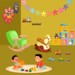 Babies Playing And Learning With Toys Vector