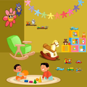 Babies Playing And Learning With Toys Vector