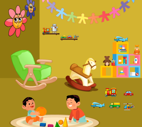 Babies Playing And Learning With Toys Vector