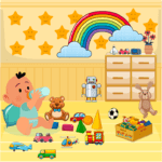 Baby Drinking Milk In Play Area Vector