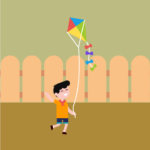 Baby Flying The Kite Vector