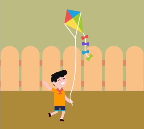 Baby Flying The Kite Vector