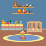 Baby Girl Giggling In Nursery Area Vector