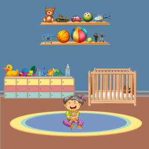Baby Girl Giggling In Nursery Area Vector
