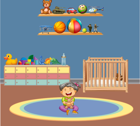 Baby Girl Giggling In Nursery Area Vector