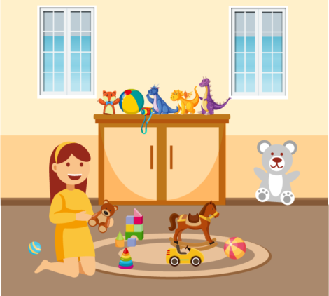 Baby Girl Playing In play Area Vector