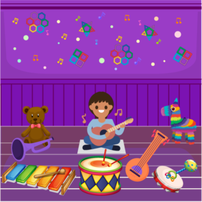 Baby Girl Playing guitar Vector