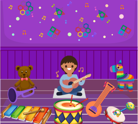 Baby Girl Playing guitar Vector