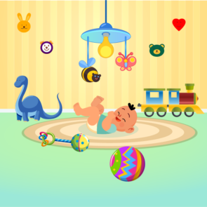 Baby Laying And Giggling Vector