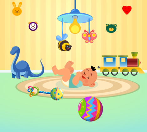 Baby Laying And Giggling Vector