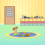 Baby Looking At Toys Vector