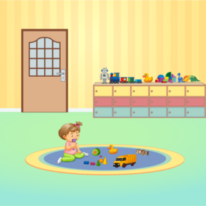 Baby Looking At Toys Vector
