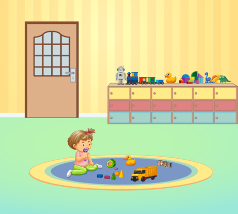 Baby Looking At Toys Vector