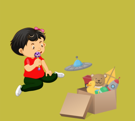 Baby PLaying With Rattles Vector