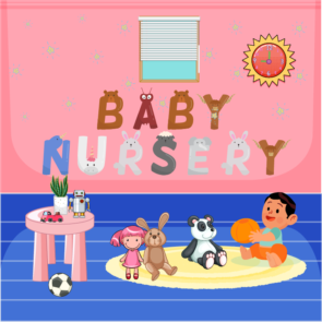 Baby Playing In Nursery Vector