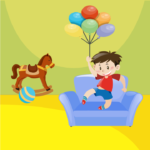 Baby Playing With Balloons Vector