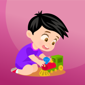 Baby Playing With Train Vector