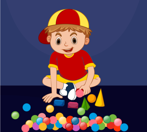 Baby Playing with Balls Vector