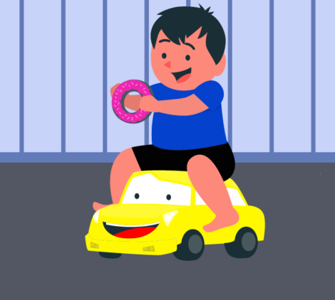 Baby Riding The Car Vector