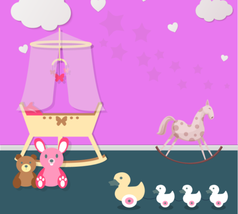 Baby Room With Cot Vector