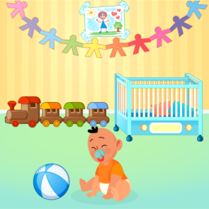 Baby Sitting and playing In Room Vector