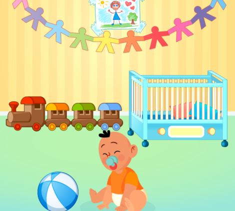 Baby Sitting and playing In Room Vector