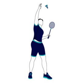 Bedminton Player With Racket And Shuttlecock Vector