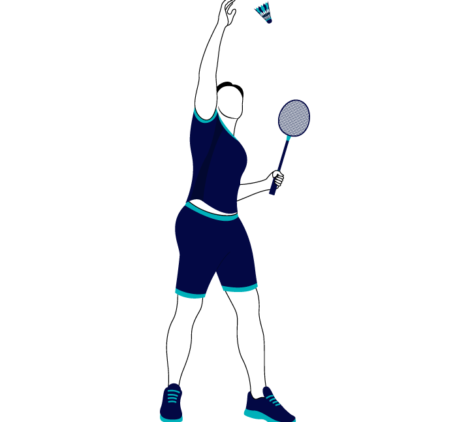 Bedminton Player With Racket And Shuttlecock Vector