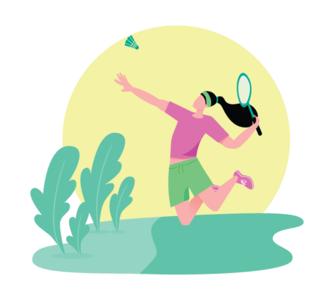 Bedminton Player With Racket Vector Illustration