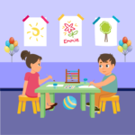 Boy And Girld Painting Vector