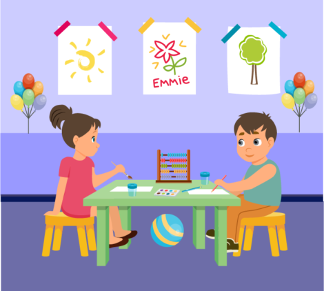 Boy And Girld Painting Vector