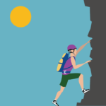 Boy Climbing High Mountain Vector
