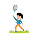 Boy Playing Badminton Vector