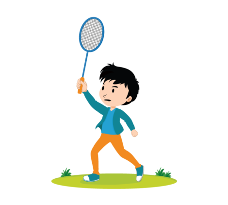 Boy Playing Badminton Vector