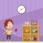 Boy Playing With Rattle Toy Vector