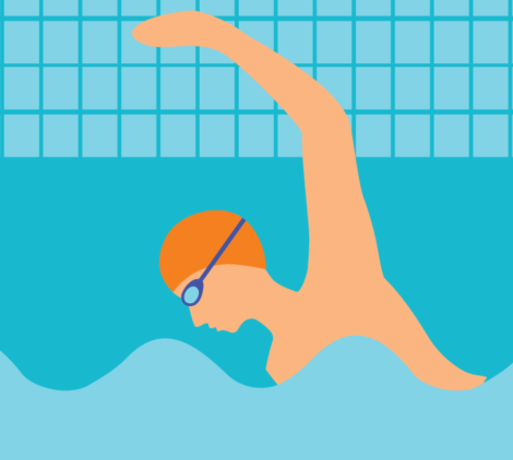 Boy Practice Swimming Vector