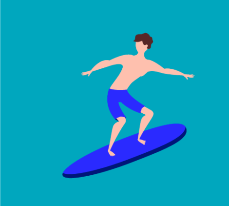 Boy Surfer Riding Vector