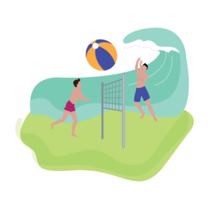 Boys Playing Volleyball Vector