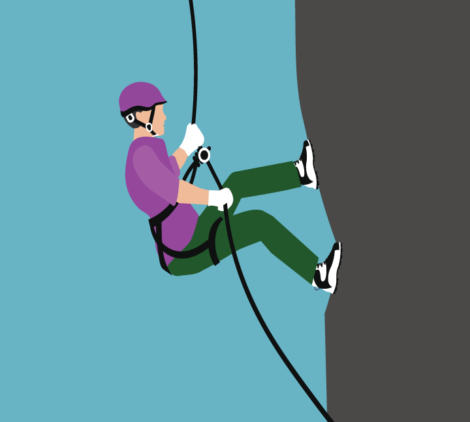 Climbing Hangs On Rope Vector