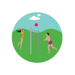 Couple Playing Volleyball Vector Illustration