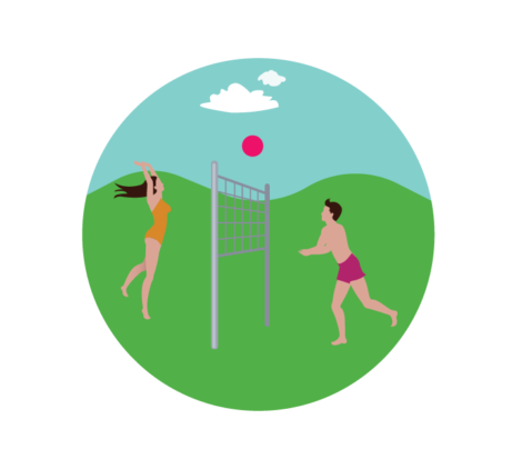 Couple Playing Volleyball Vector Illustration