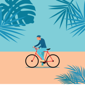 Cycling In Beach Vector
