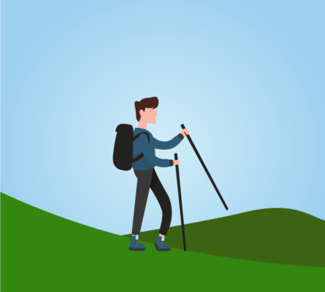 Faceless Hiking Boy Vector