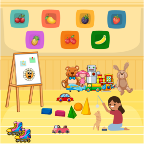 Girl In learning And PLaying Area Vector