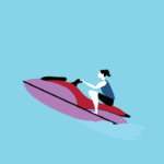 Girl Ride A Jet Ski Vector