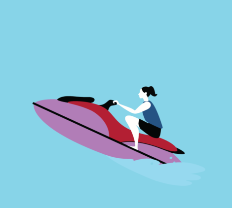 Girl Ride A Jet Ski Vector