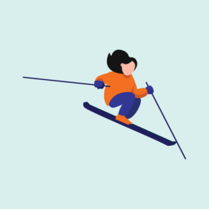 Girl Skiing Down Slope Vector