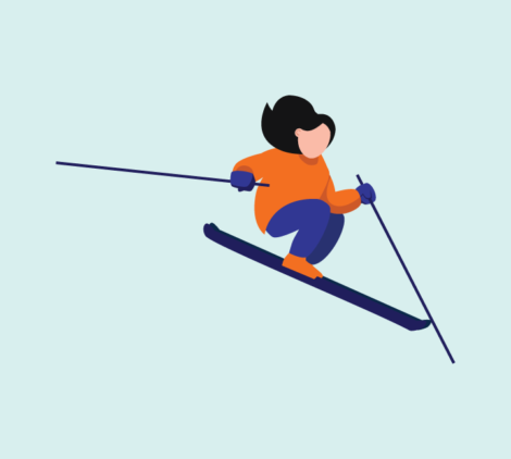 Girl Skiing Down Slope Vector