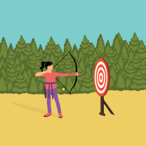 Girl With Bow Aiming Vector
