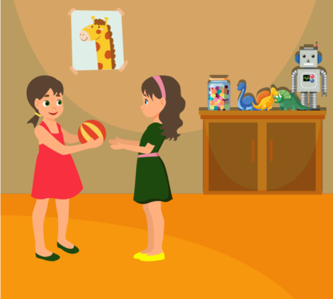 Girls Playing With Ball Vector